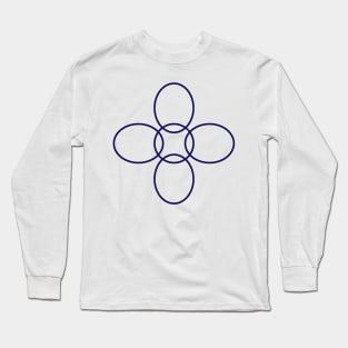 Flower Circle (Blue Petals on White) Long Sleeve T-Shirt